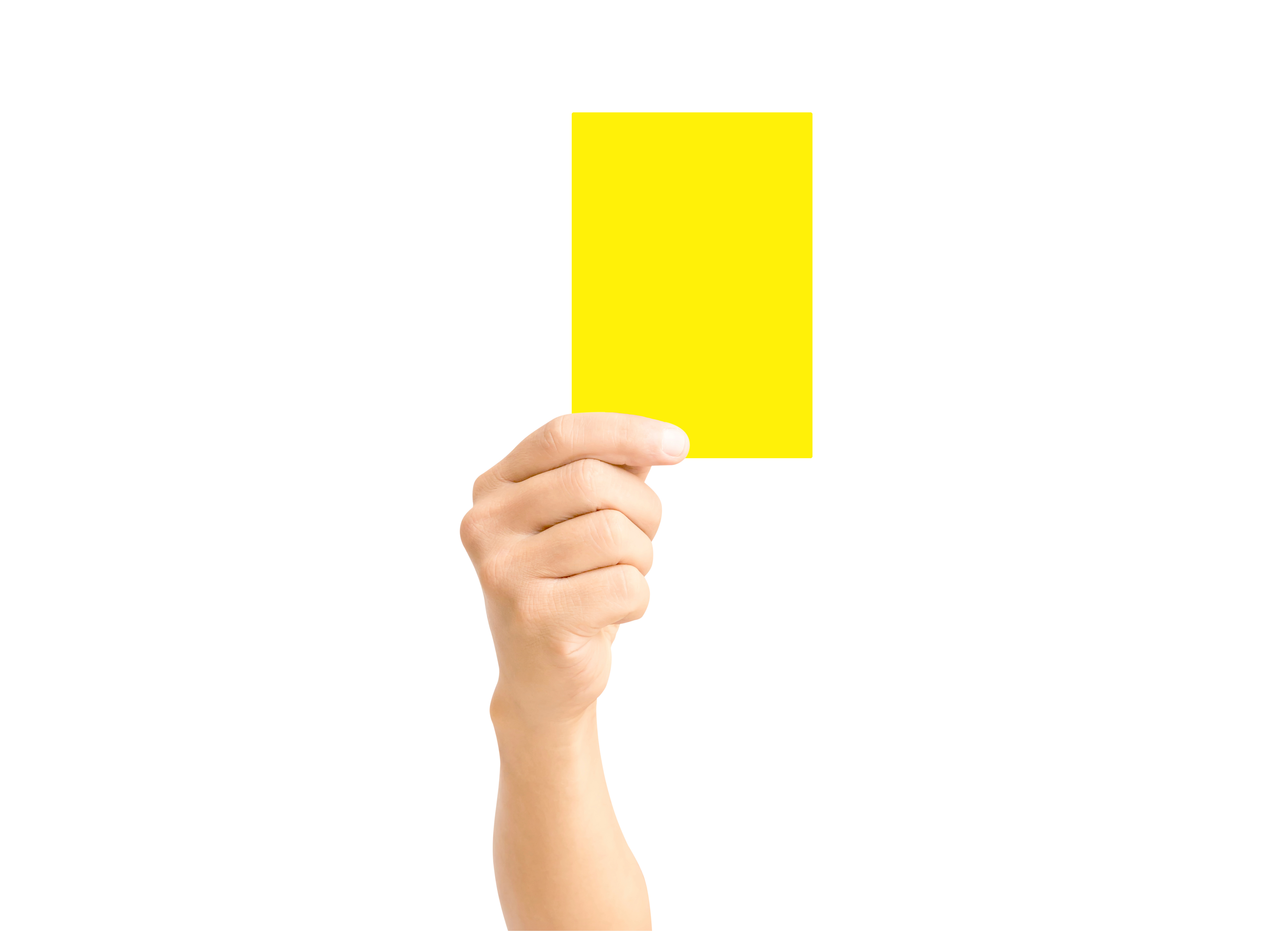 Hand holding yellow card